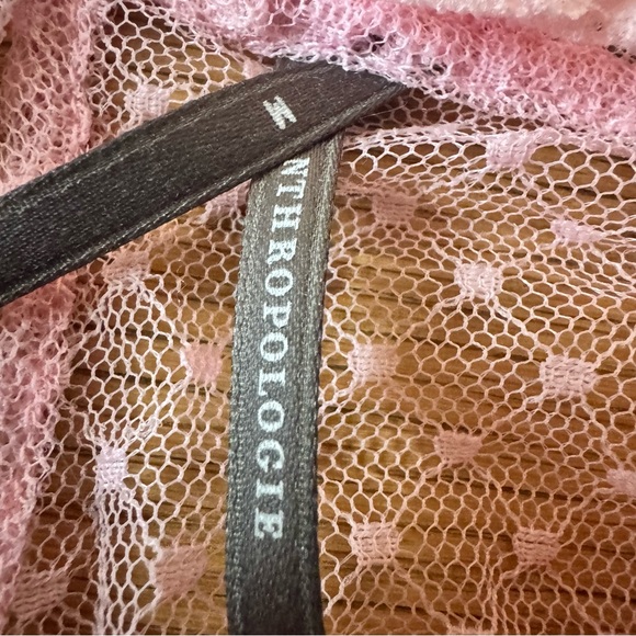 Anthropologie Pink Long Sleeve Ruffle Blouse Fairy Boho Cottagecore Medium - Picture 6 of 8